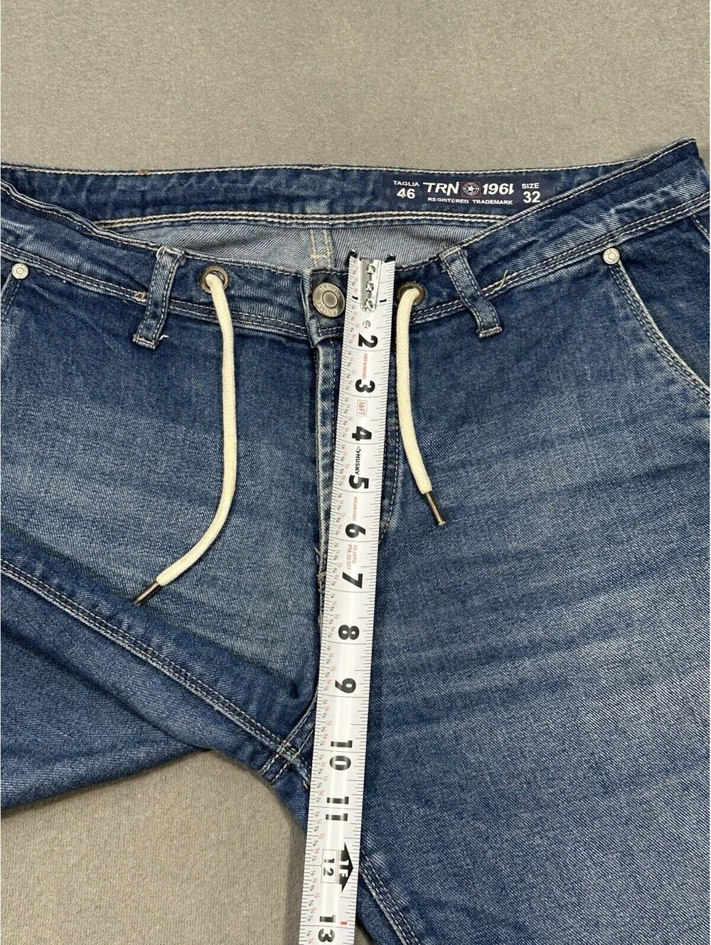 TRN 1961 Men’s Denim Shorts Size 32 Blue Drawstring Casual Jean Shorts